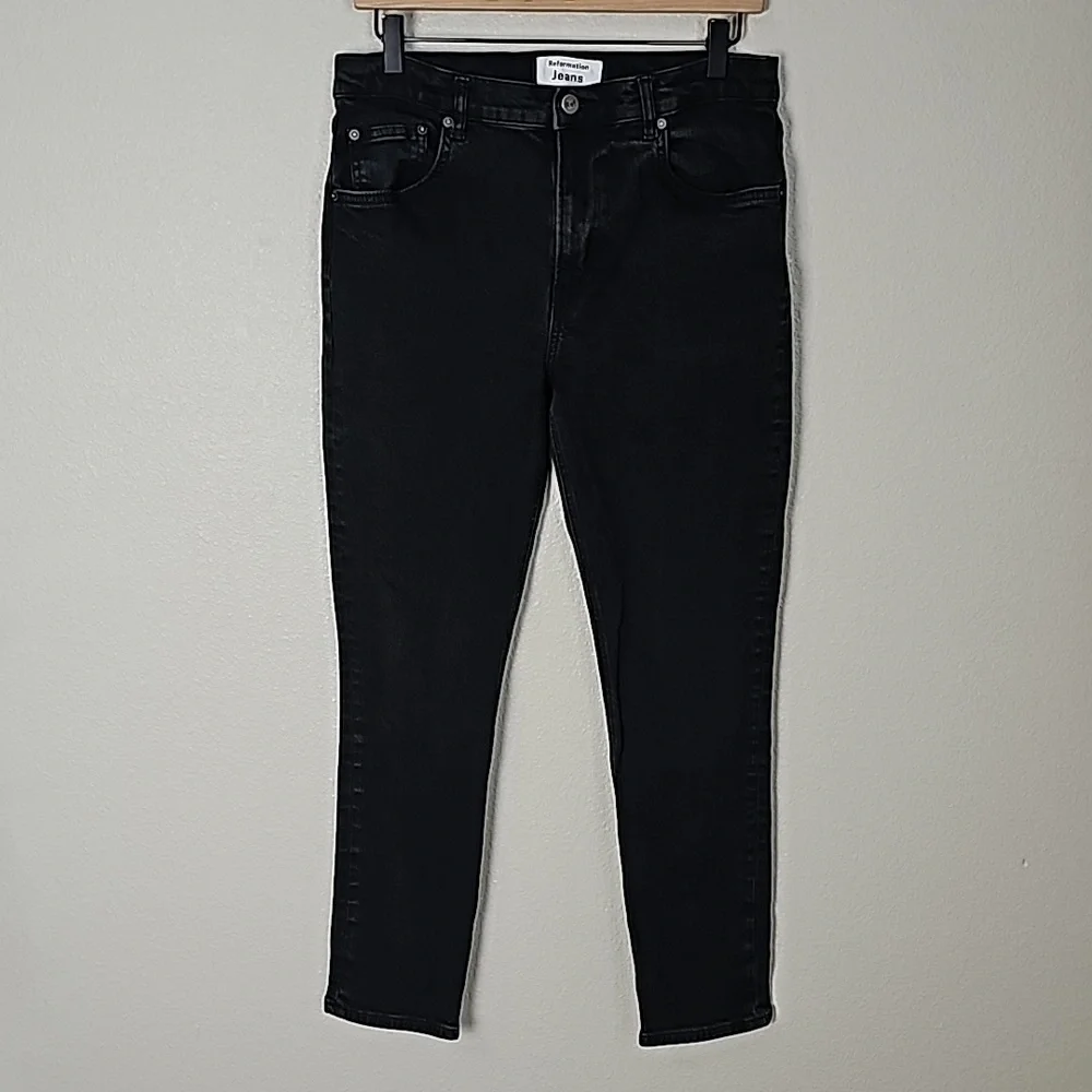 Reformation High-Rise Black Wash Skinny Jeans